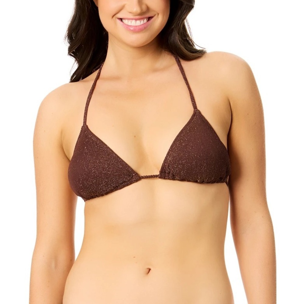 Salt + Cove Juniors Size Large Jacaranda Shine Triangle Bikini Top in Brown 1131